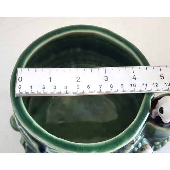 VINTAGE PLANTER-Pottery-Green Bamboo-Panda Bears-Plant Holder-Mid-Century Modern - Picture 13 of 14